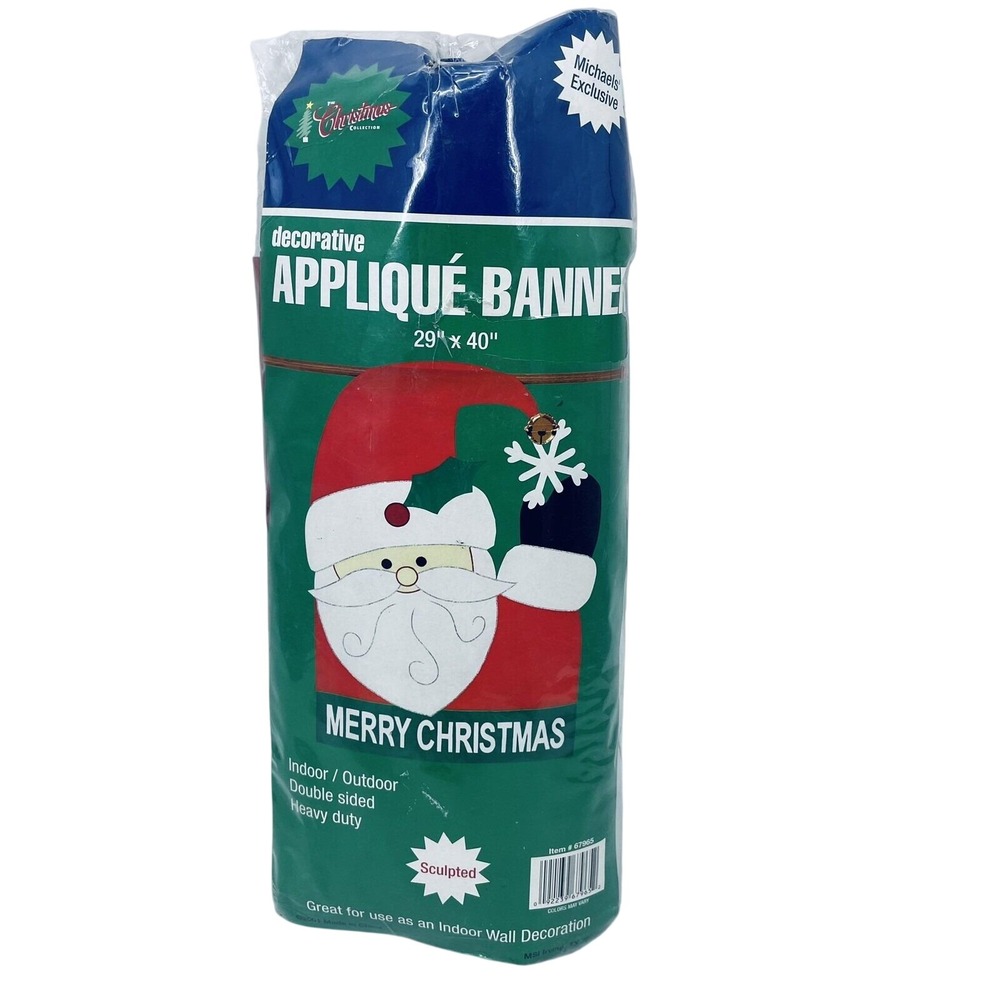 The Christmas Collection Santa Applique Banner Michaels Exclusive 29x40 2001 NEW